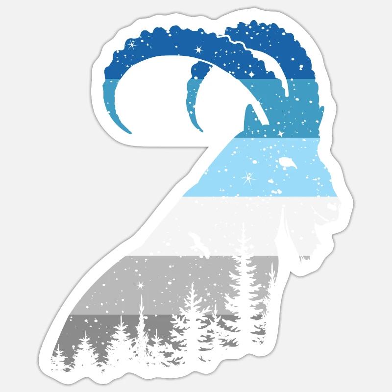Steinbock - Sticker Größe S (10 x 10 cm) - Mattweiß