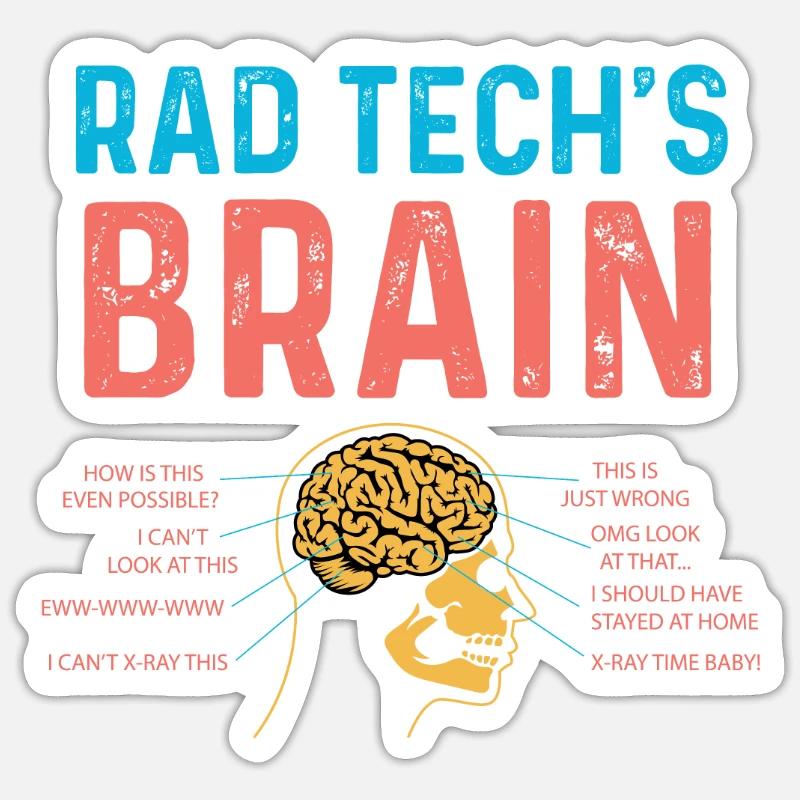 Cadeau de radiologue cérébral de Rad Tech - Sticker taille S (10 x 10 cm) - blanc mat