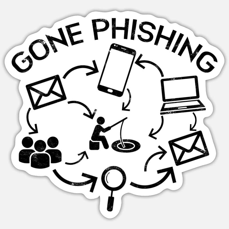Gone Phishing Funny Computer Cybersecurity - Sticker size S (10 x 10 cm)