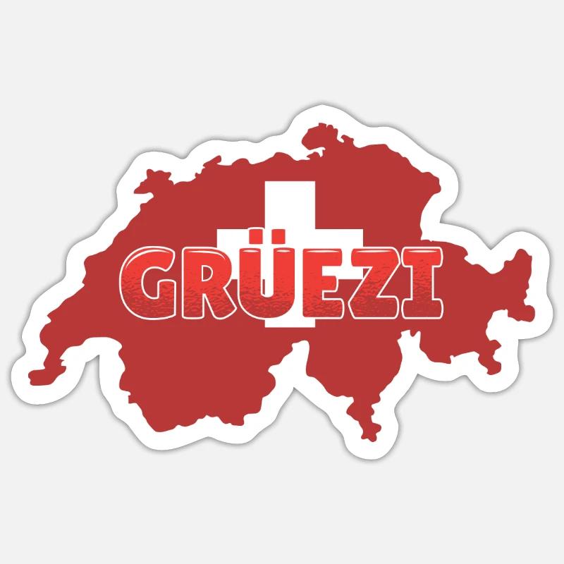 Suisse | Dialecte suisse Grüezi Sticker taille S (10 x 10 cm)