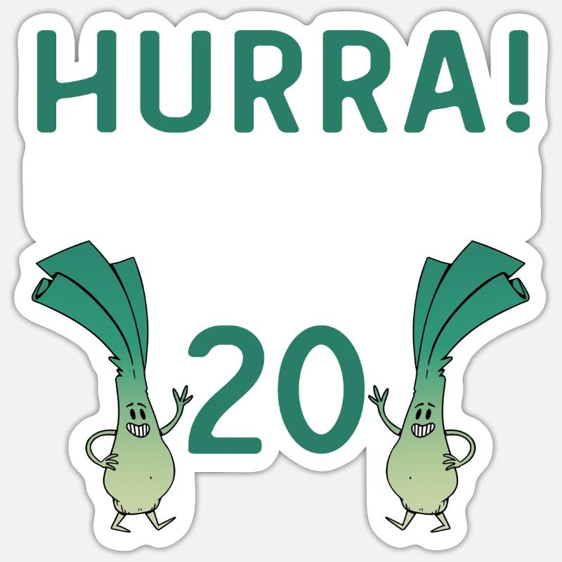 Hurra der Lauch wird 20 - Sticker Größe S (10 x 10 cm) - Mattweiß