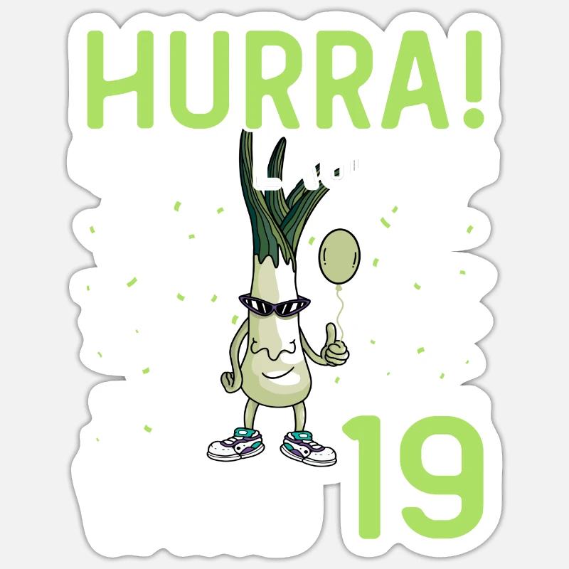 Hurra der Lauch wird 19 - Sticker Größe S (10 x 10 cm) - Mattweiß