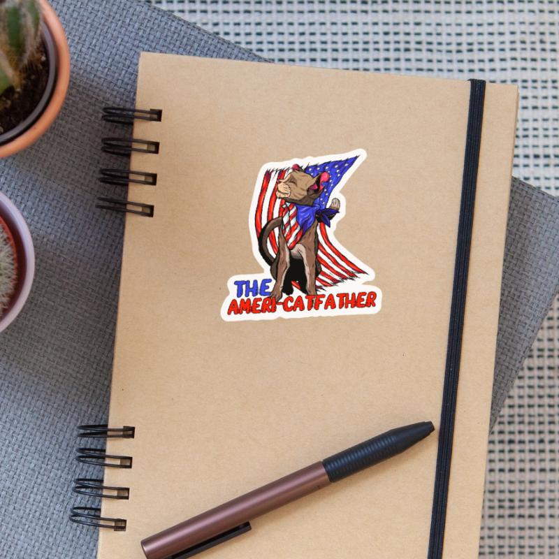 Ameri-catfather July 4 Independence Day Sticker size S (10 x 10 cm)