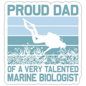 Proud Dad Of A Marine Biologist Ocean Student Sci - Sticker Größe S (10 x 10 cm) - Mattweiß - Vorne