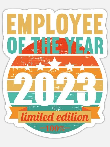 Mitarbeiter des Jahres 2023 - Sticker Größe S (10 x 10 cm) - Mattweiß