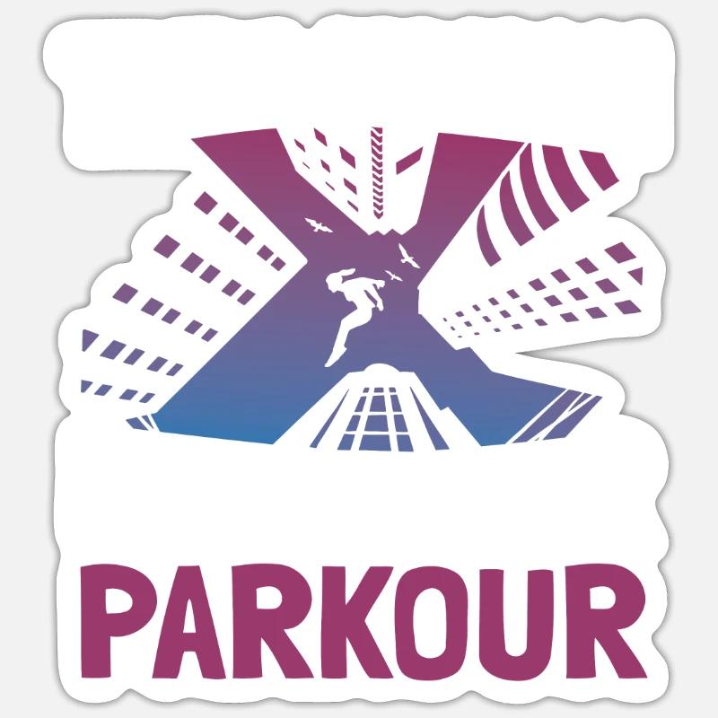 Coureur de Parkour - Sticker taille S (10 x 10 cm) - blanc mat