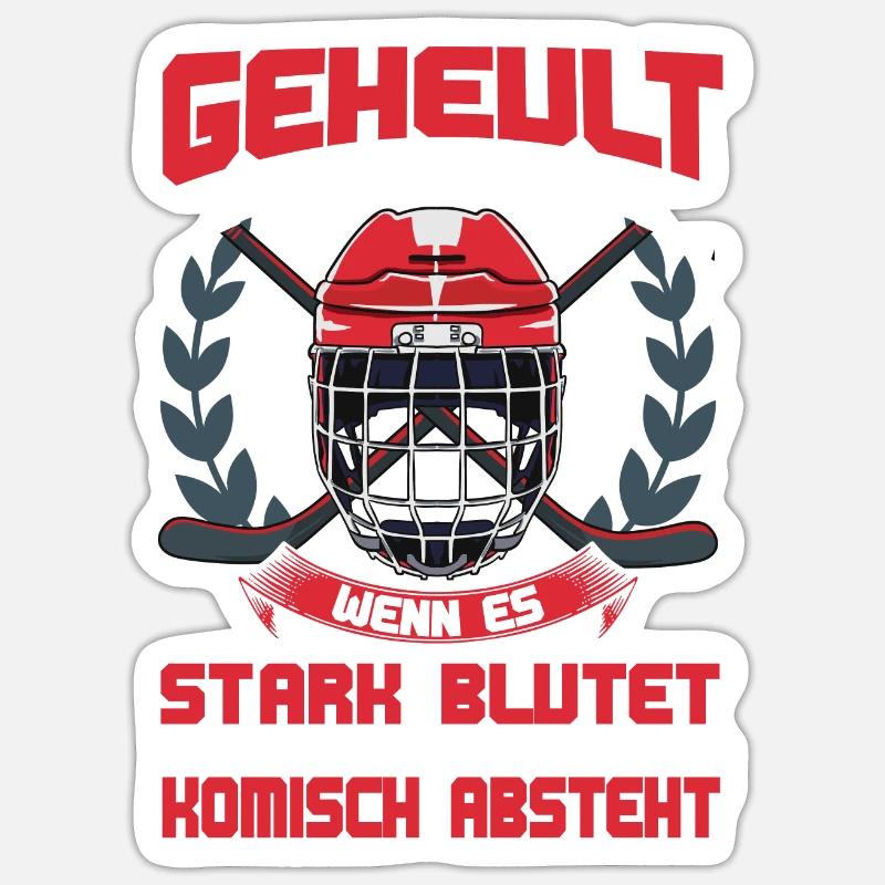 Geheult Wird Erst Wenn Es Blutet Eishockey - Sticker Größe S (10 x 10 cm) - Mattweiß