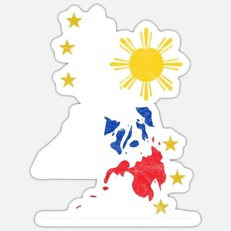 Philippines Drapeau philippin Sun Pride I Cadeau - Sticker taille S (10 x 10 cm) - blanc mat