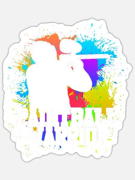 Paintball Warrior Paintballer - Sticker Größe S (10 x 10 cm) - Mattweiß