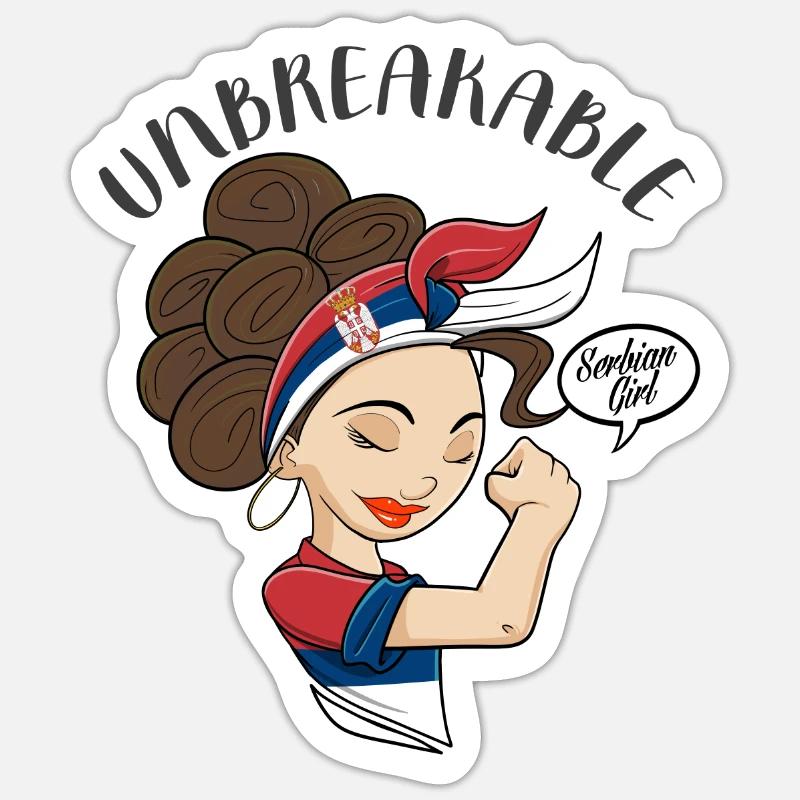 Fille serbe incassable I Héritage serbe I - Sticker taille S (10 x 10 cm) - blanc mat
