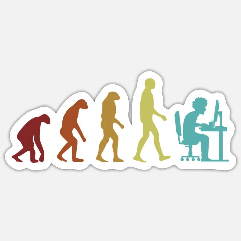 Programmeur Evolution Ingénieur logiciel Codeur - Sticker taille S (10 x 10 cm) - blanc mat