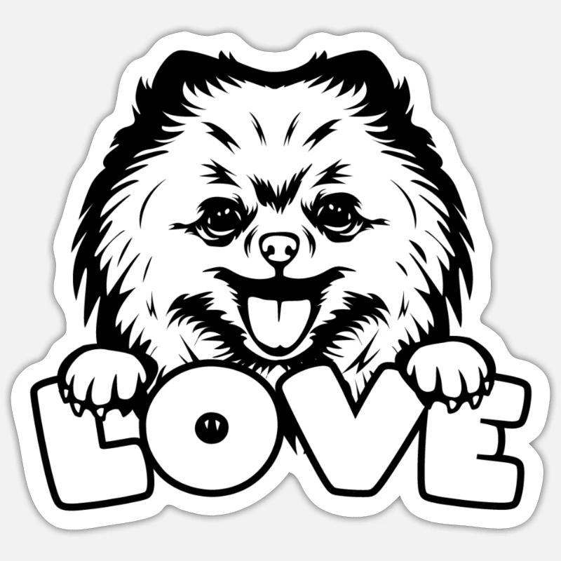 Spitz Pomeranian Zwergspitz Chien - Sticker taille S (10 x 10 cm) - blanc mat
