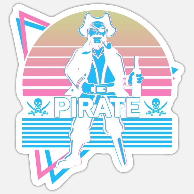 Pirate Retro Gift - Sticker size S (10 x 10 cm) - white matte