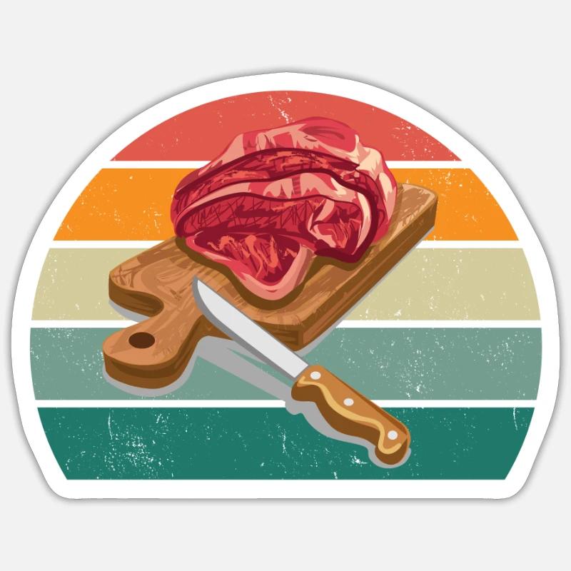 Metzger Fleischer Wurst rind Fleischerei Fleisch Sticker Größe S (10 x 10 cm)