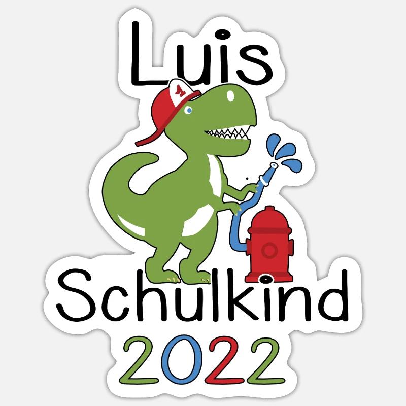 Luis 2022 T-Rex Einschulung Erstklässler 2022 - Sticker Größe S (10 x 10 cm) - Mattweiß