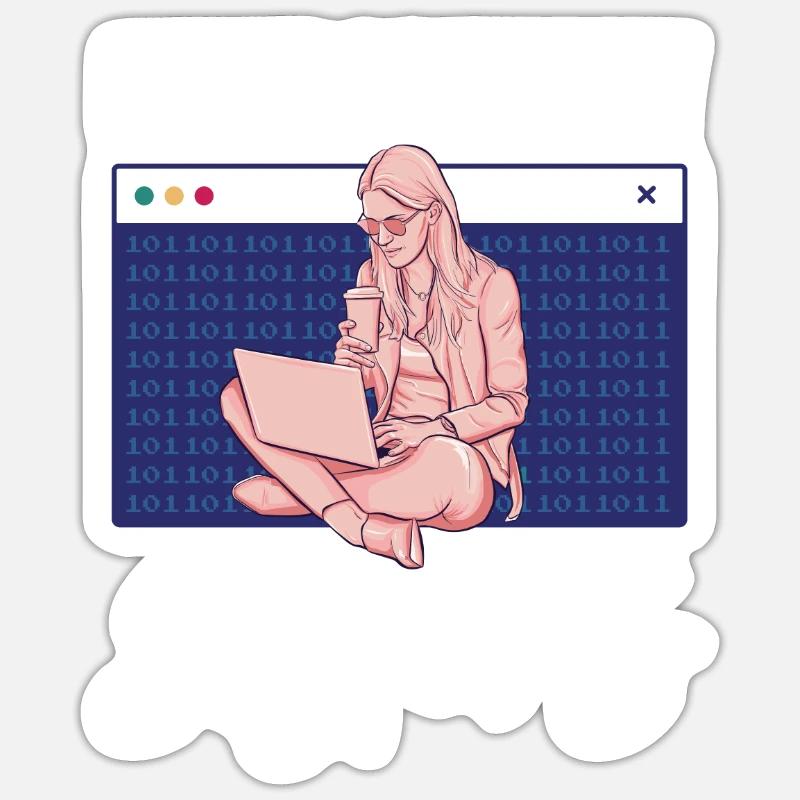 Programmeur Coder Développeur de logiciels Sticker taille S (10 x 10 cm)