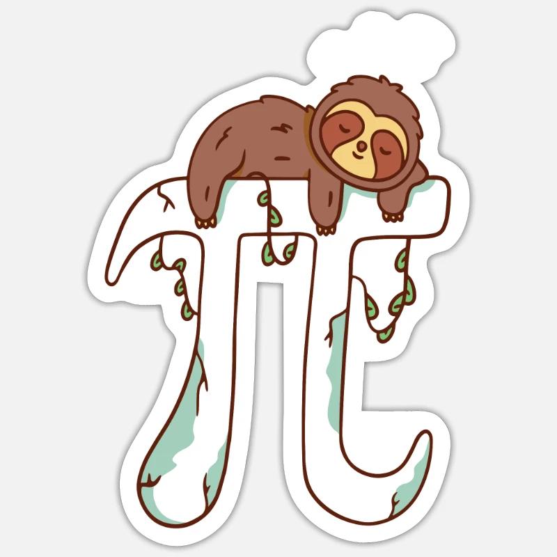 Math Pi Sloth Professeur de mathématiques Étudiant Blague Sticker taille S (10 x 10 cm)