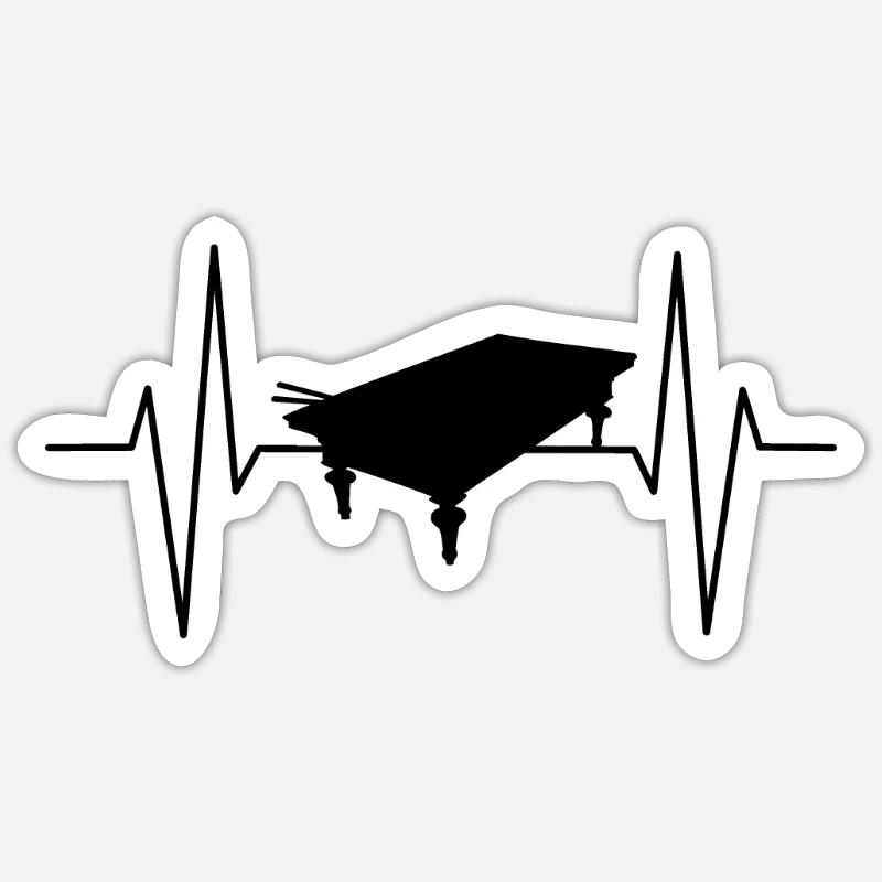 Billiard Table Heartbeat - Sticker size S (10 x 10 cm) - white matte