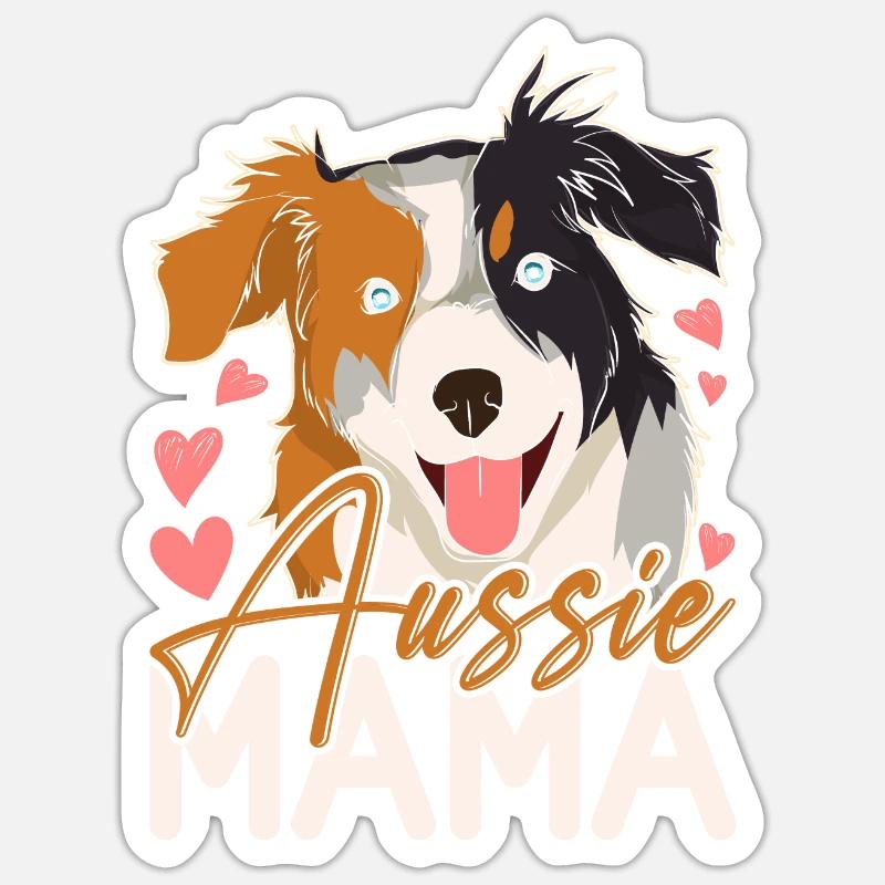 Muttertag Hunde Geschenkidee Australian Shepherd Sticker Größe S (10 x 10 cm)