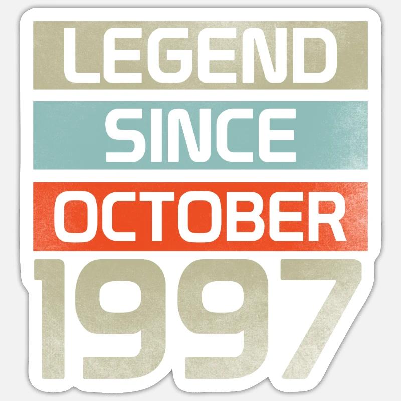 Legend Since October 1997 - Sticker Größe S (10 x 10 cm) - Mattweiß
