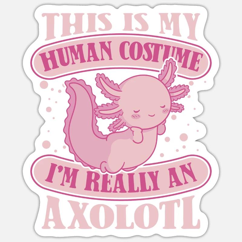 Poisson Axolotl - Sticker taille S (10 x 10 cm) - blanc mat