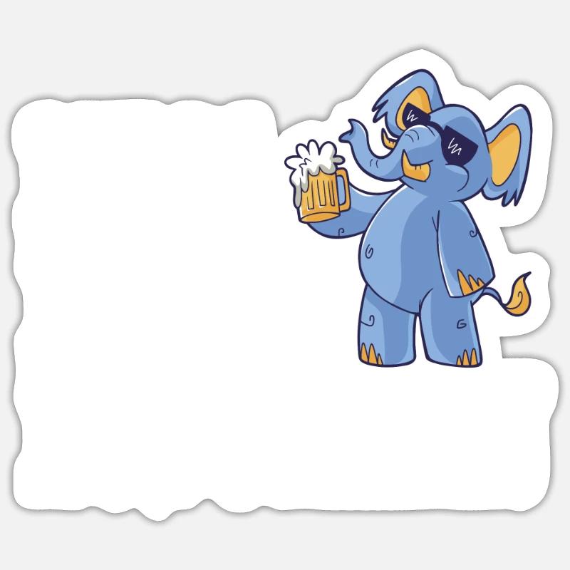 Bin da Kann losgehen Durstiger blauer Elefephant Sticker Größe S (10 x 10 cm)