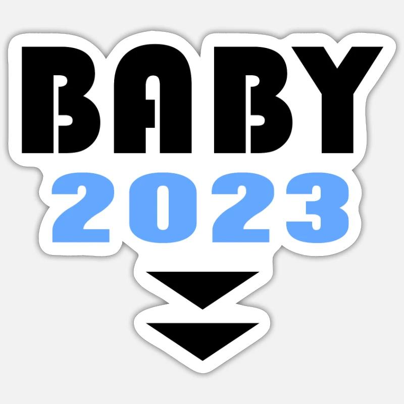 Bébé 2023 Garçon - Sticker taille S (10 x 10 cm) - blanc mat