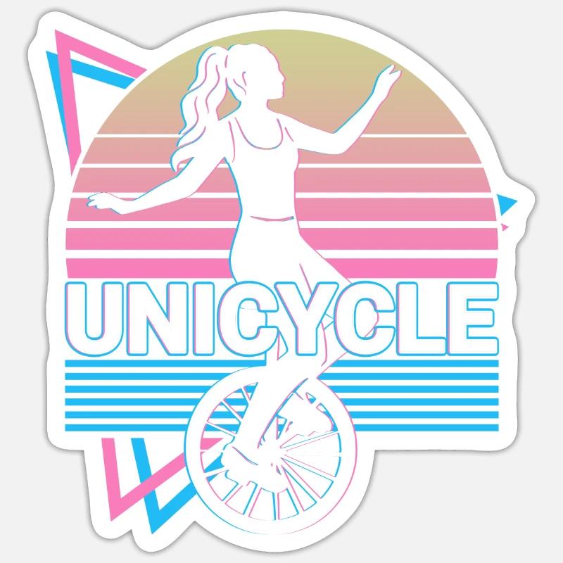 Einrad Einradfahren Einradfahrer Retro Geschenk - Sticker Größe S (10 x 10 cm) - Mattweiß