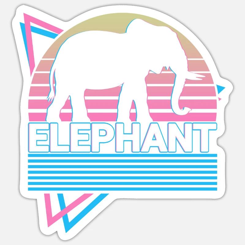 Elefant Retro Geschenk - Sticker Größe S (10 x 10 cm) - Mattweiß