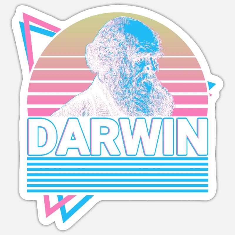 Charles Darwin Evolutionstheorie Retro Geschenk - Sticker Größe S (10 x 10 cm) - Mattweiß