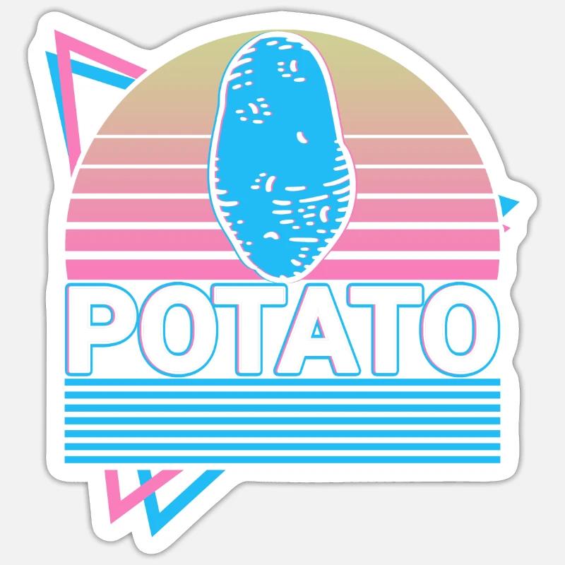 Cadeau rétro pomme de terre - Sticker taille S (10 x 10 cm) - blanc mat