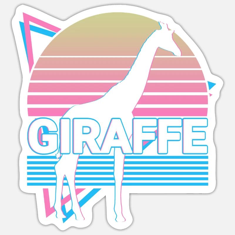 Cadeau rétro girafe - Sticker taille S (10 x 10 cm) - blanc mat