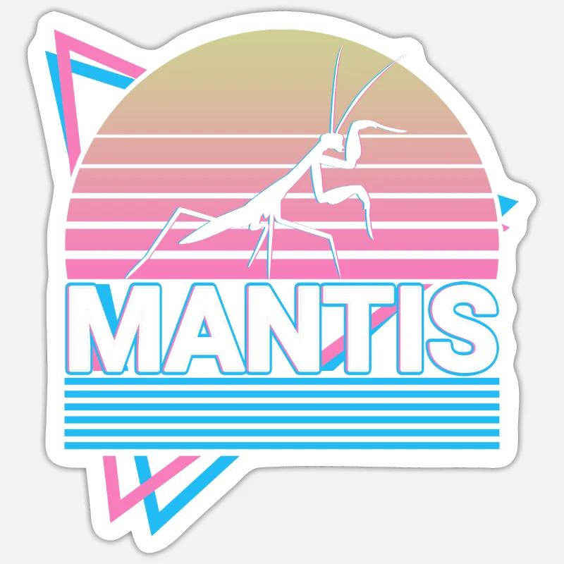 Gottesanbeterin Gottesanbeterin Retro Geschenk - Sticker Größe S (10 x 10 cm) - Mattweiß