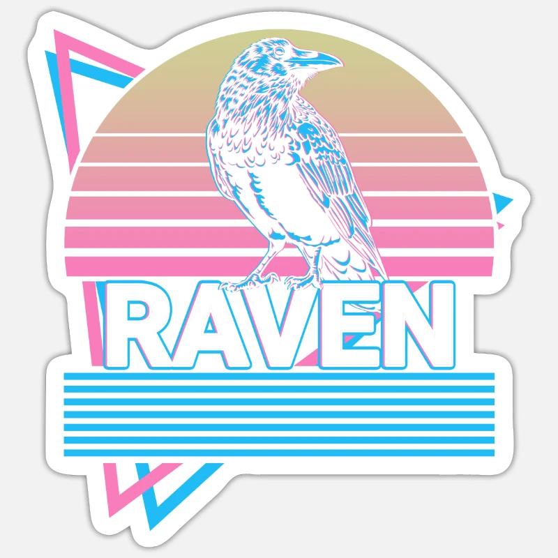 Raven Crow Retro Gift - Sticker size S (10 x 10 cm) - white matte