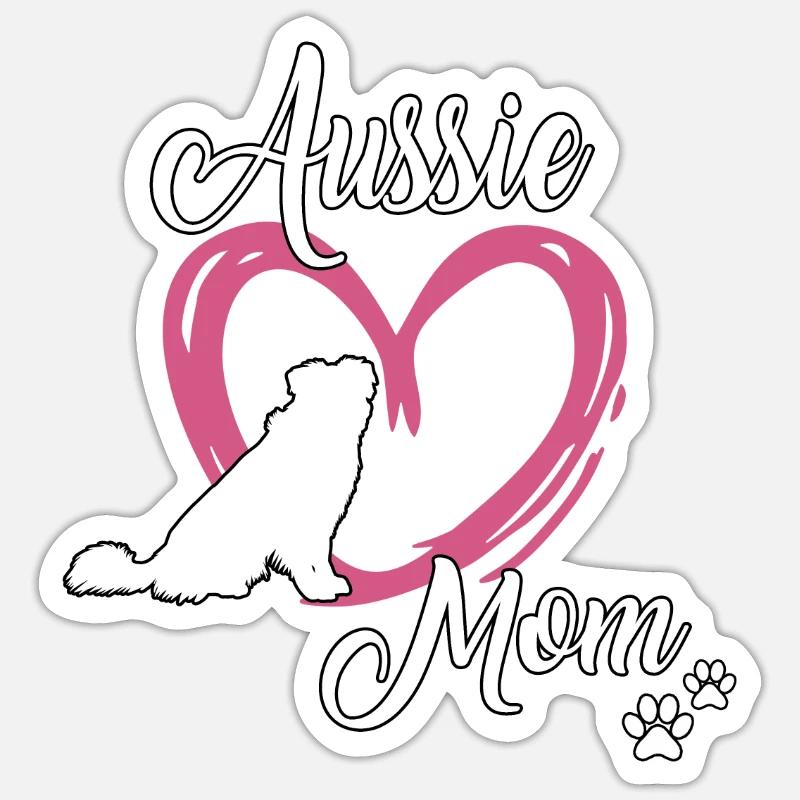 Aussie Mom Hundeschule Australian Shepherd - Sticker Größe S (10 x 10 cm) - Mattweiß