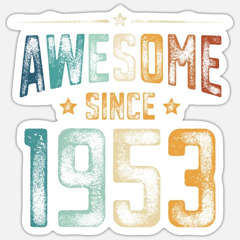 1953 Naissance Année de naissance - Sticker taille S (10 x 10 cm) - blanc mat