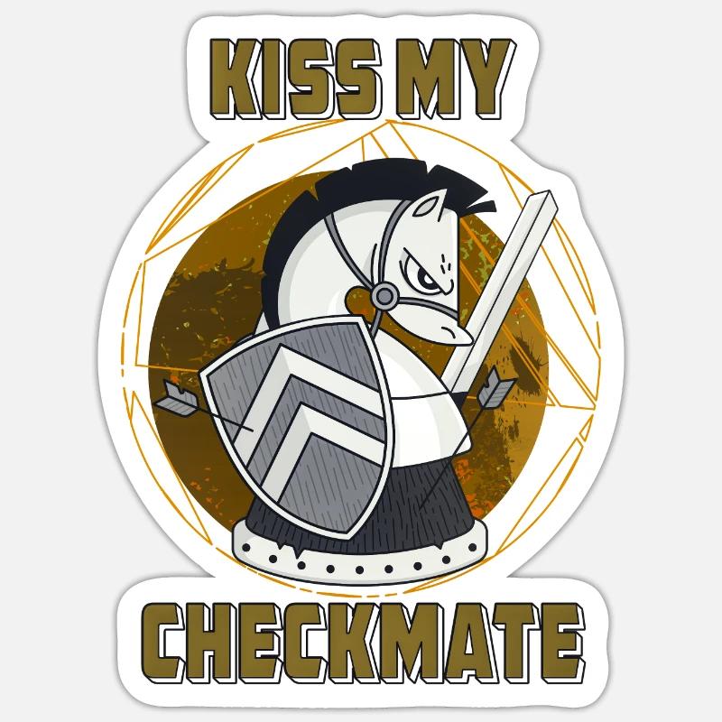 EMBRASSE MON CHECKMATE - Sticker taille S (10 x 10 cm) - blanc mat