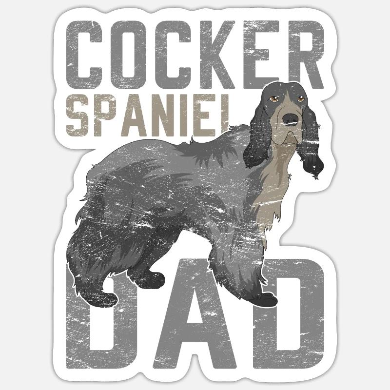 Cocker Spaniel Papa Hunde Geschenk Cocker Spaniel - Sticker Größe S (10 x 10 cm) - Mattweiß