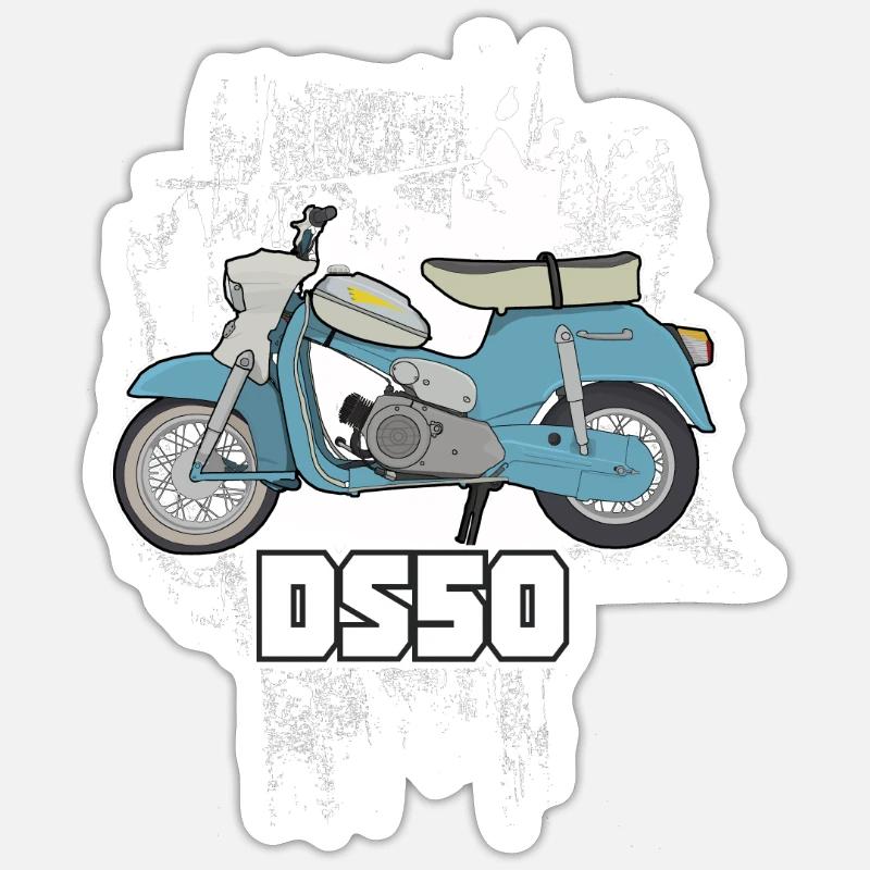 DS50 / Schwalbenfahrer / Ostalgie / Mofa Oldtimer - Sticker Größe S (10 x 10 cm) - Mattweiß