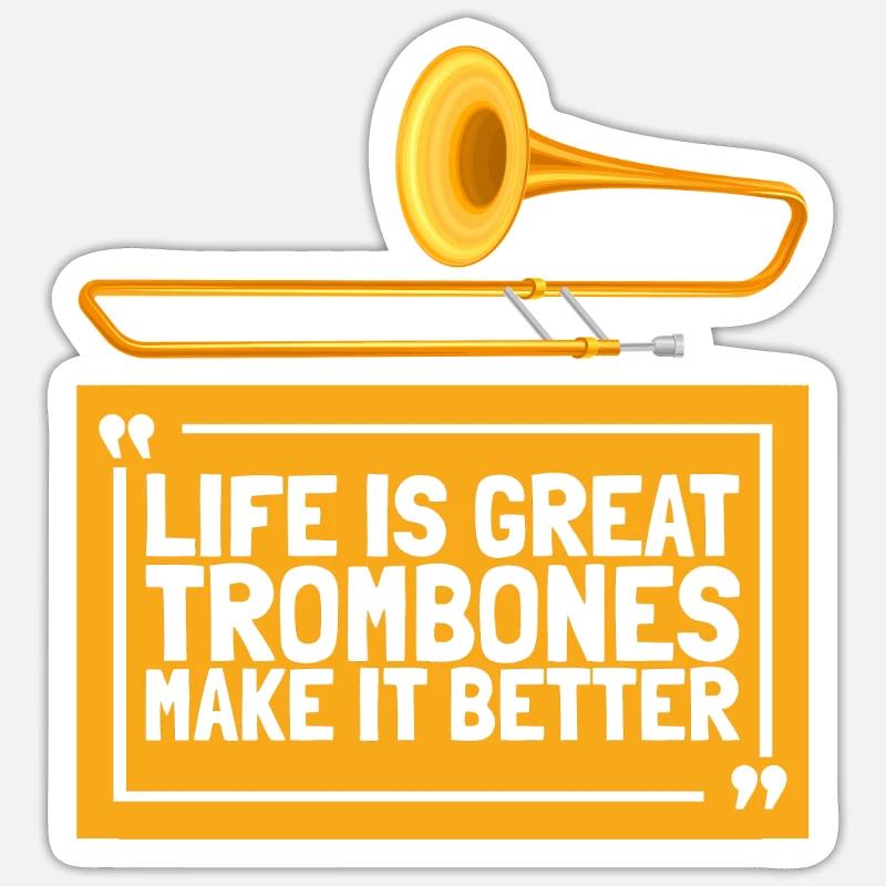 Trombone - Sticker size S (10 x 10 cm) - white matte