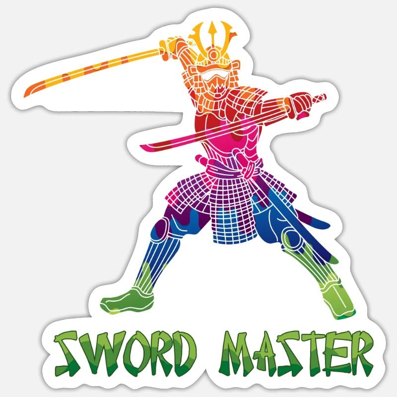 Sword Master Kenjusu Kata Katana Samurai Kendo - Sticker size S (10 x 10 cm) - white matte