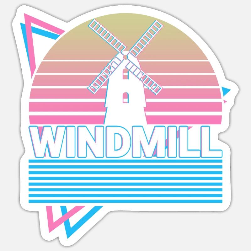 Windmühle Retro Geschenk - Sticker Größe S (10 x 10 cm) - Mattweiß