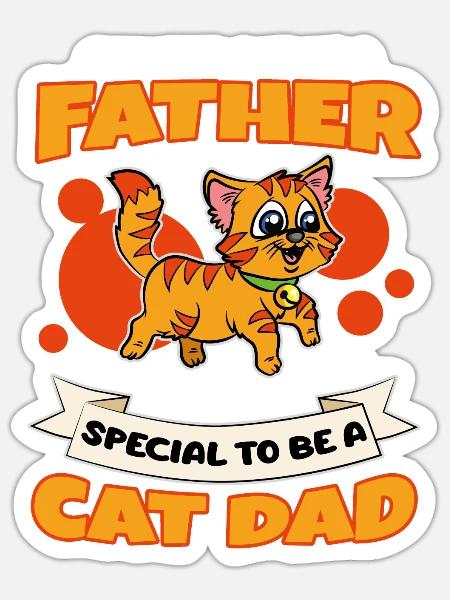 9 Cat Dad Fathers Day copy - Sticker Größe S (10 x 10 cm) - Mattweiß