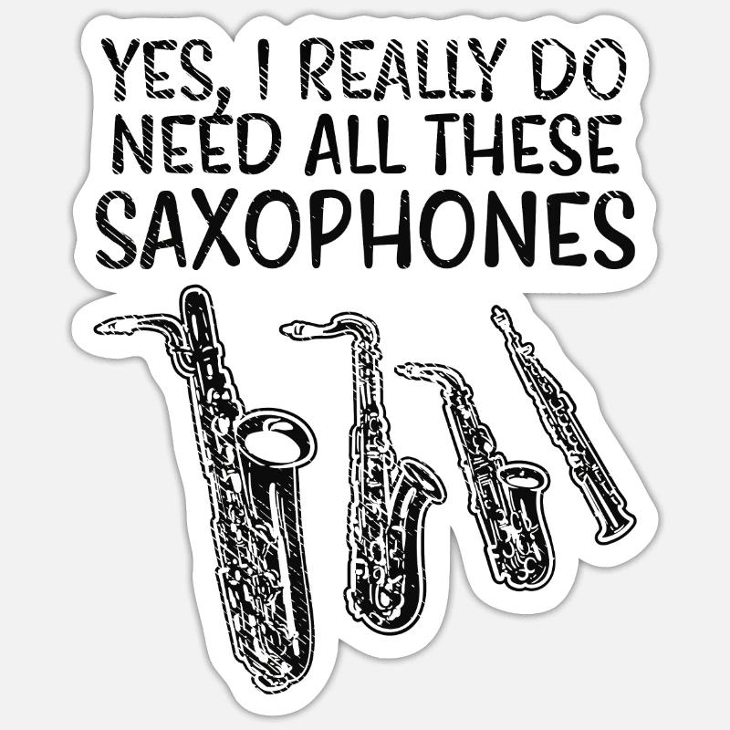 Saxophone Types - Sticker size S (10 x 10 cm) - white matte