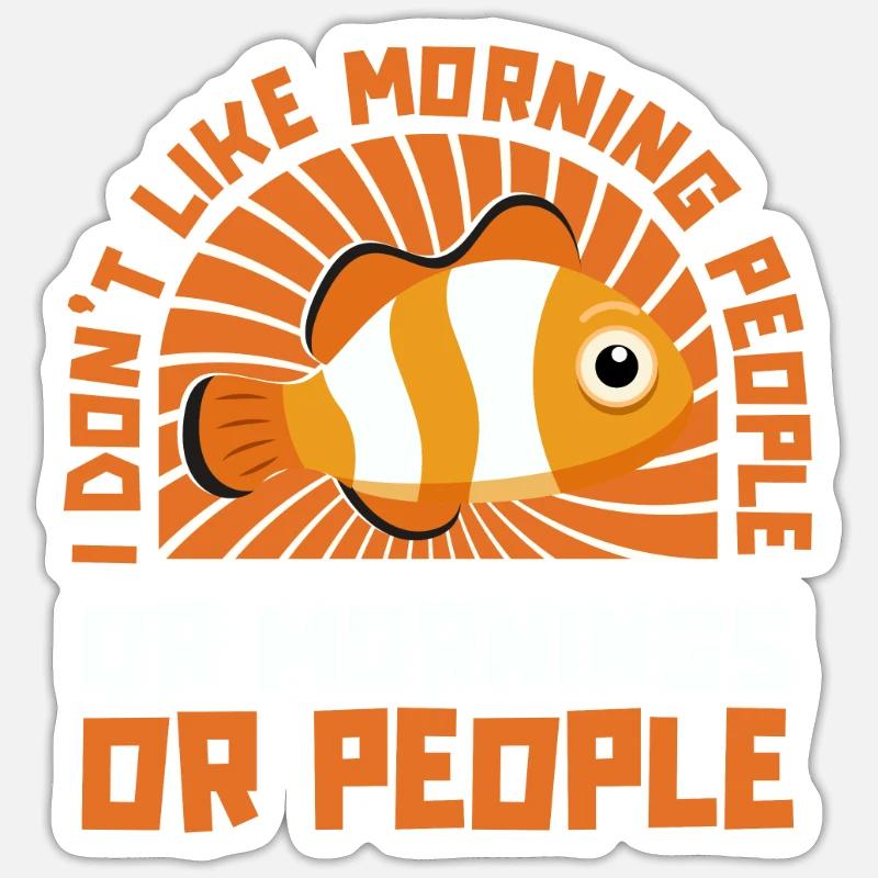 Poisson-clown - Sticker taille S (10 x 10 cm) - blanc mat
