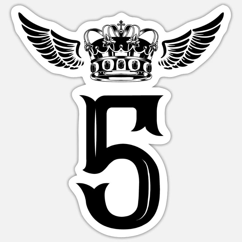 5 Couronne numérique - Sticker taille S (10 x 10 cm) - blanc mat