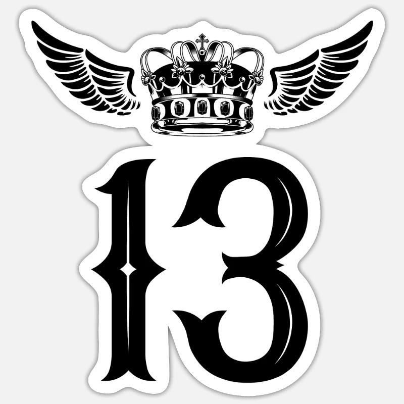 13 Couronne numérique - Sticker taille S (10 x 10 cm) - blanc mat