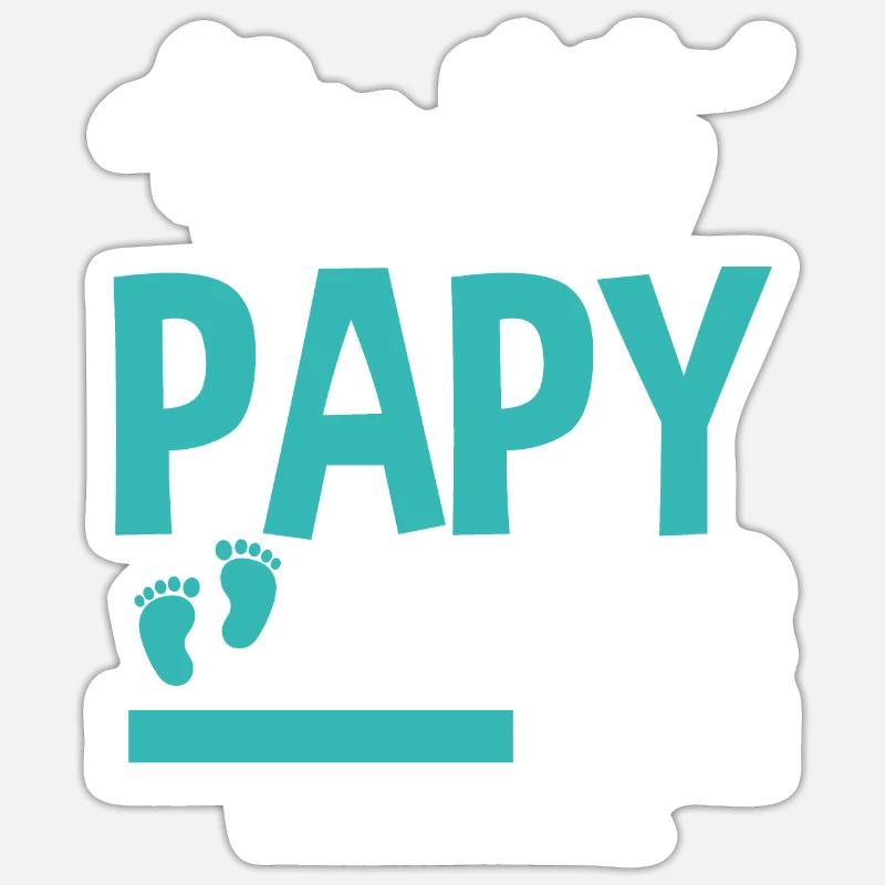 Bientôt Papy En 2023 Idée Cadeau Annonce Grossesse - Sticker taille S (10 x 10 cm) - blanc mat