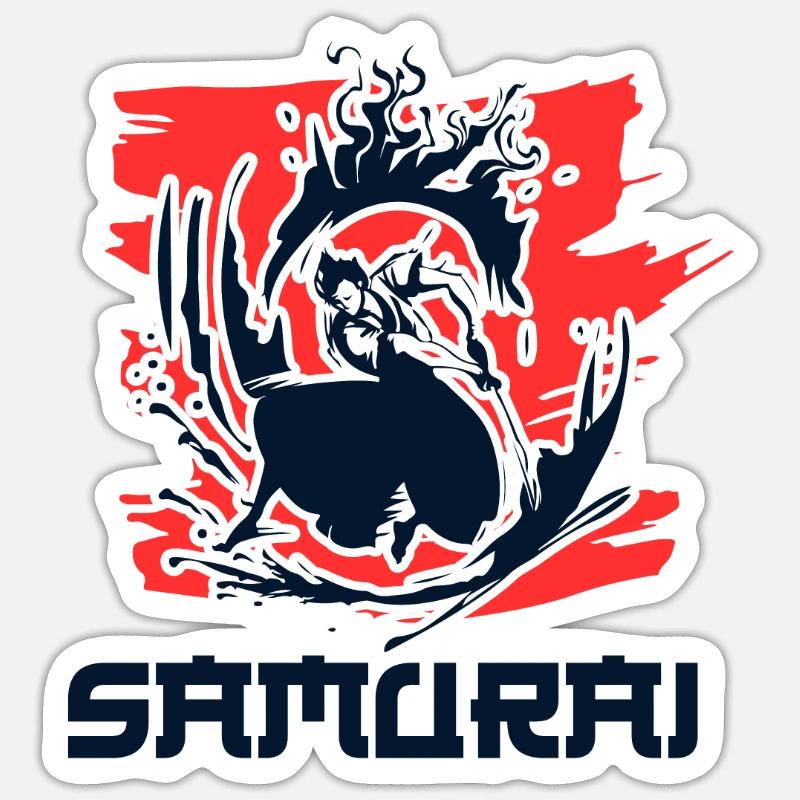 Samurai - Sticker Größe S (10 x 10 cm) - Mattweiß