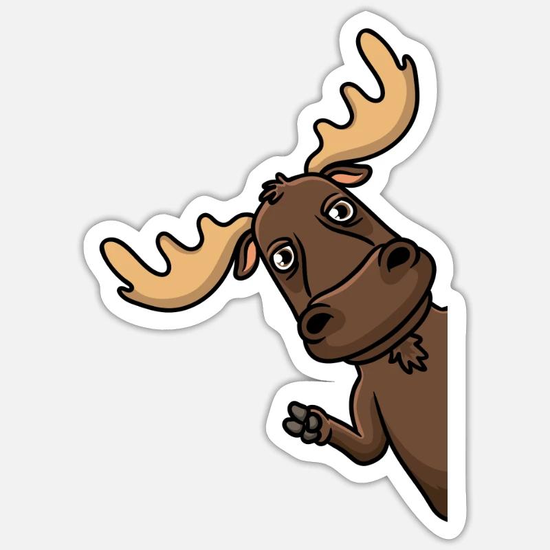 Elk Alaskan Moose Funny - Sticker size S (10 x 10 cm) - white matte